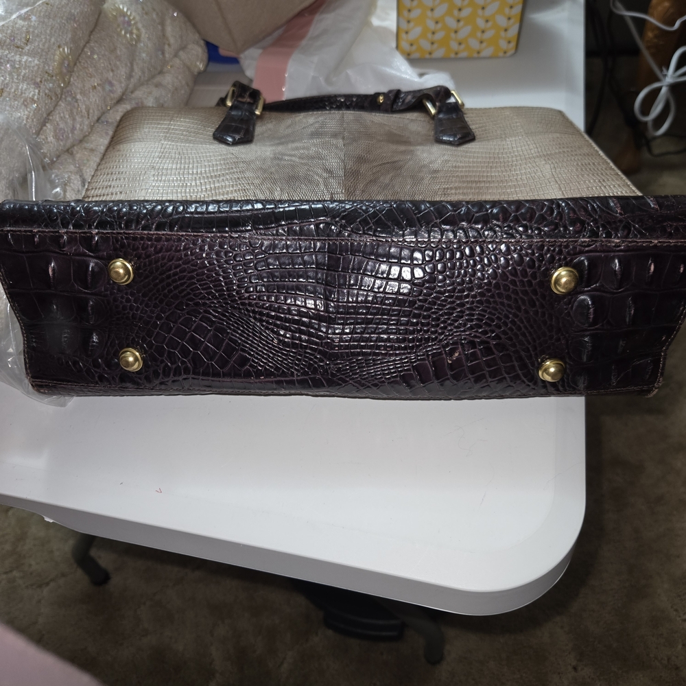 Brahmin Metallic and Dark Brown Tote Bag - Picture 6 of 16